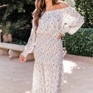 Smocked Purple and White floral Maxi